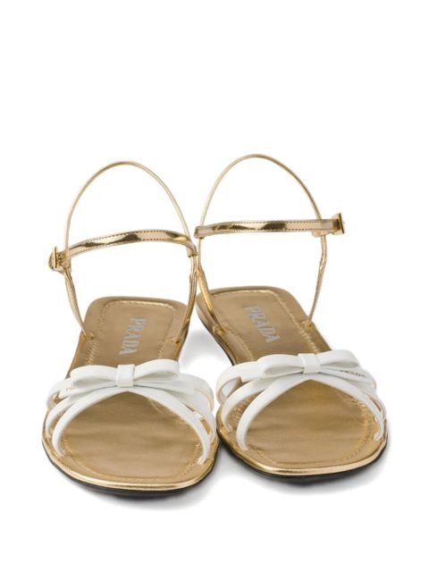 Prada flat patent and metallic leather sandals - Gold