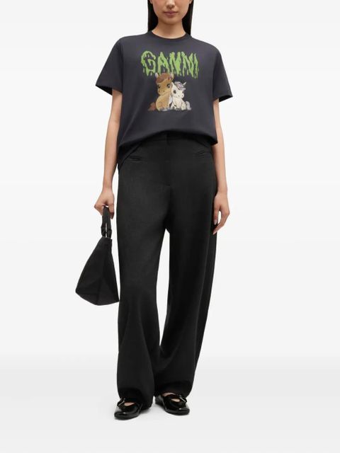 GANNI graphic-print T-shirt - Grey