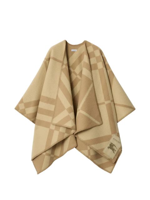 Burberry check wool cashmere cape - Neutrals - zdjęcie produktu nr 1