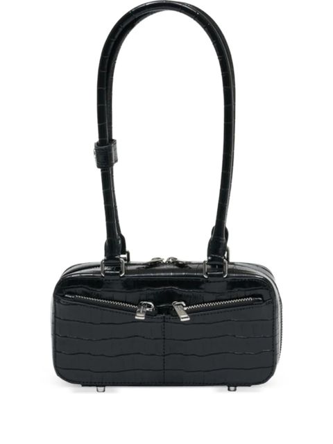 Self-Portrait crocodile-embossed leather shoulder bag - Black - zdjęcie produktu nr 1