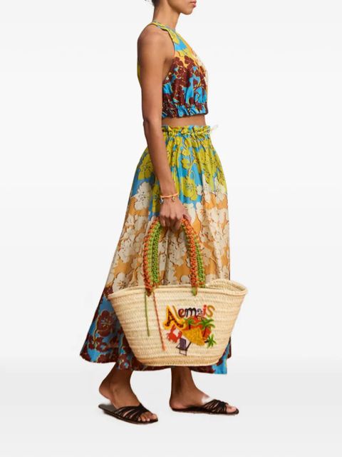 ALEMAIS Splice floral-print cropped top - Blue