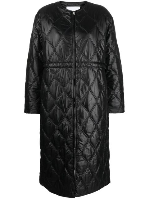 GANNI diamond-quilted zip-up raincoat - Black - zdjęcie produktu nr 1