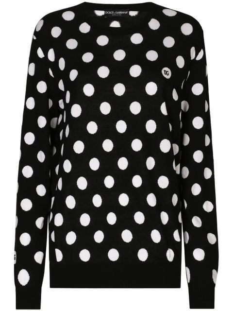 Dolce & Gabbana polka dot-pattern crew-neck jumper - Black - zdjęcie produktu nr 1