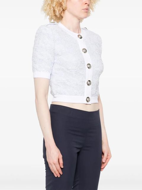 Balmain short-sleeve tweed cardigan - Blue