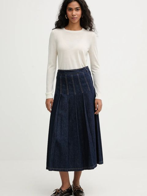 Weekend Max Mara spódnica jeansowa OVALE kolor granatowy midi rozkloszowana 2615101071600