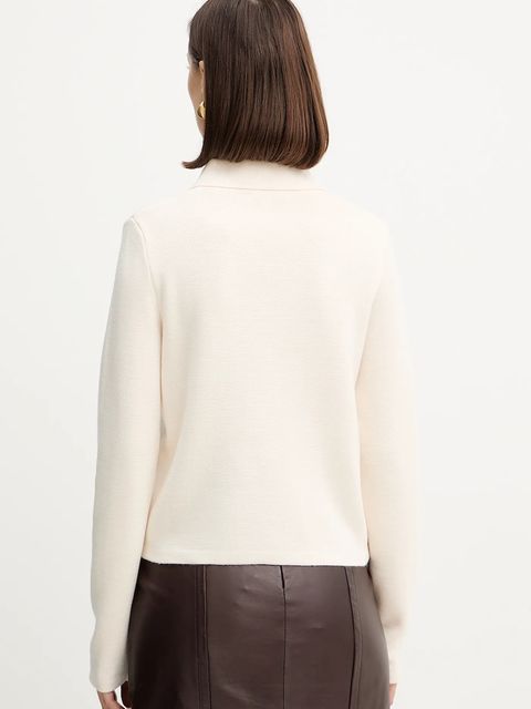 Morgan kardigan z domieszką wełny damski kolor beżowy lekki MIMDIE - zdjęcie produktu nr 2