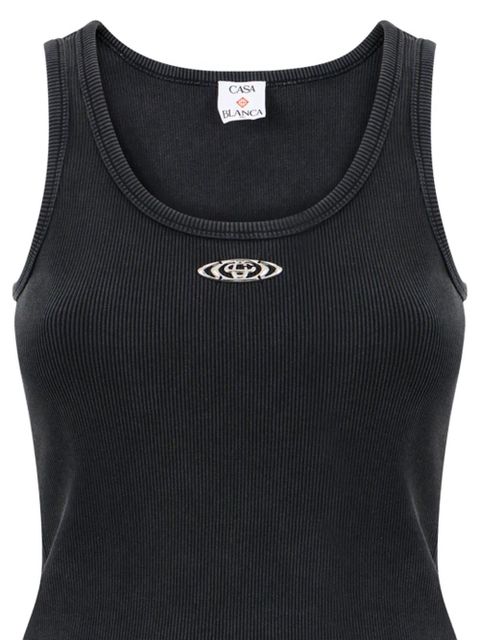 Casablanca ribbed logo tank top - Black