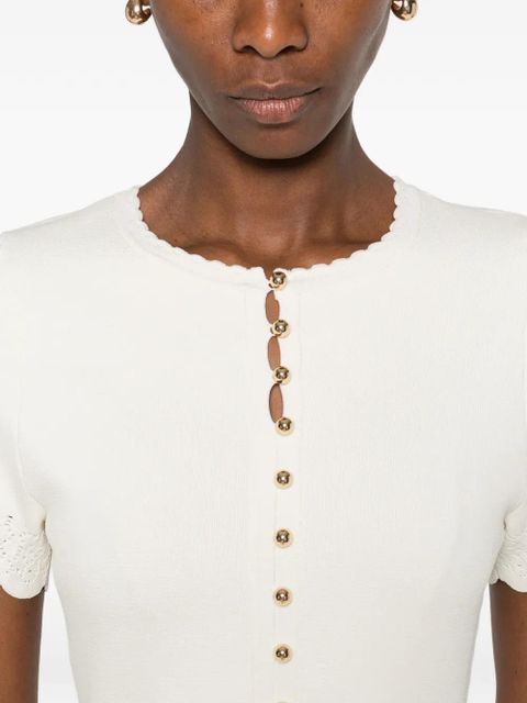 SANDRO buttoned scalloped mini dress - Neutrals