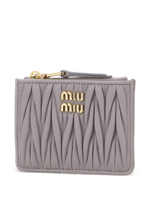 Miu Miu Matelassé nappa leather card holder - Grey