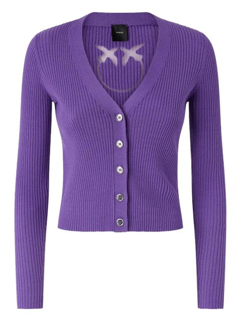 PINKO ribbed logo-detailed cardigan - Purple - zdjęcie produktu nr 1