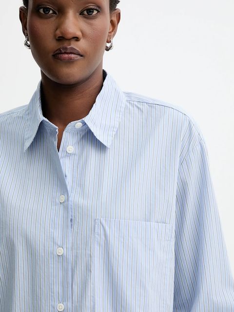 Marc O'Polo koszula bawełniana damska kolor niebieski relaxed z kołnierzykiem klasycznym 5000007256