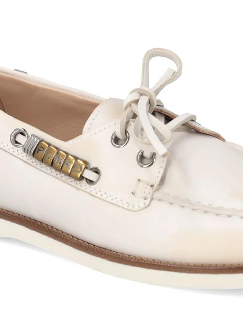 PINKO bead-embellished leather loafers - Neutrals