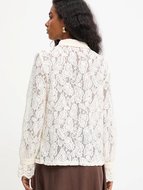 Answear.LAB koszula damska kolor beżowy slim z kołnierzykiem klasycznym