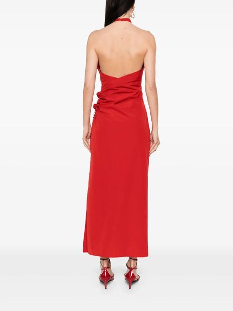 Magda Butrym floral-appliqué midi dress - Red