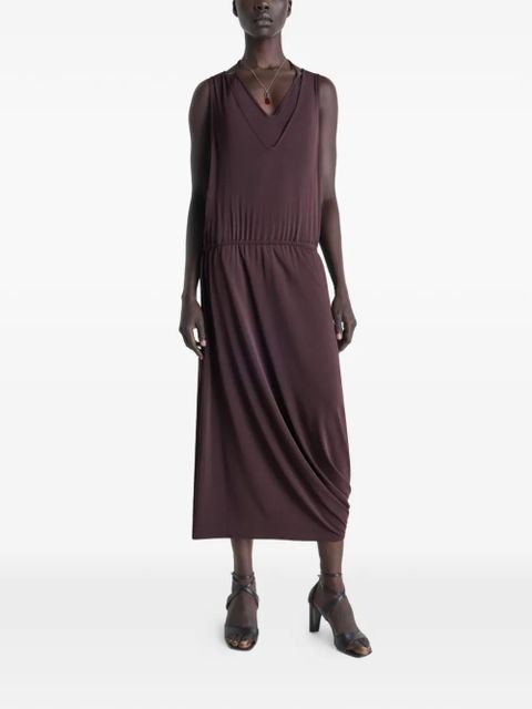 LEMAIRE draped V-neck midi dress - Purple - zdjęcie produktu nr 2