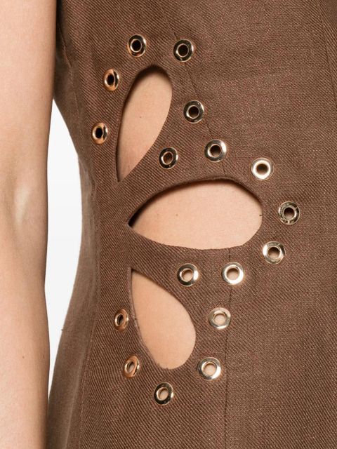 Maje eyelet-detail midi dress - Brown