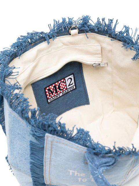 MC2 Saint Barth Colette fringed patchwork tote bag - Blue