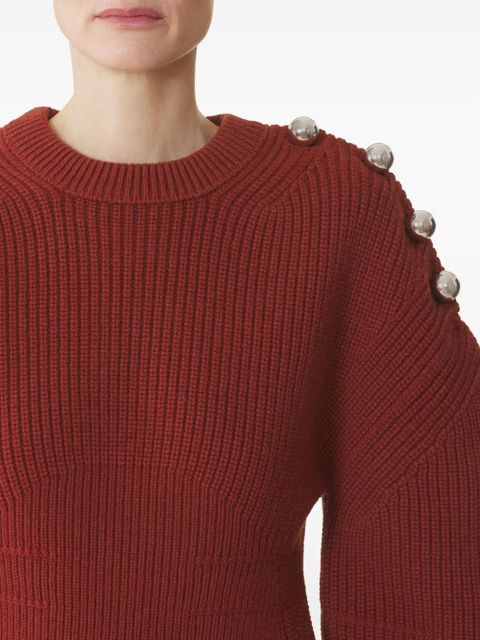 Lanvin button-embellished ribbed sweater - Red - zdjęcie produktu nr 2