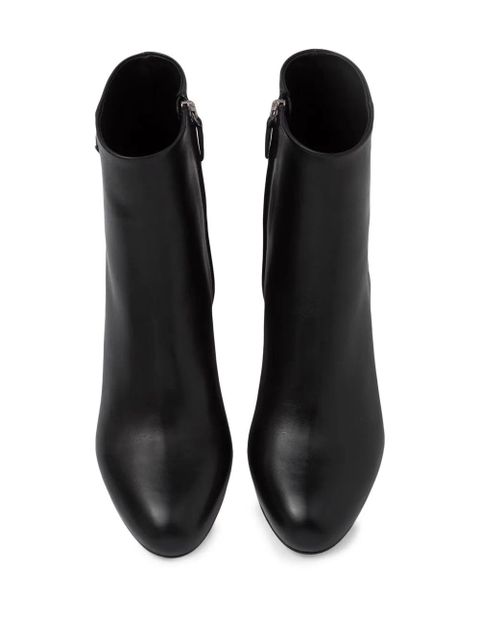 Prada logo-plaque leather ankle boots - Black