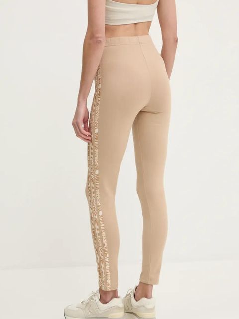adidas legginsy Essentials Animal damskie kolor beżowy z aplikacją JM1661