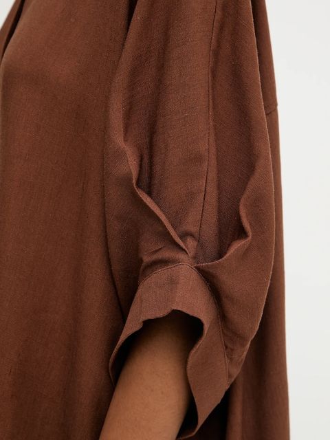 Answear.LAB koszula z lnem damska kolor brązowy relaxed z kołnierzykiem klasycznym