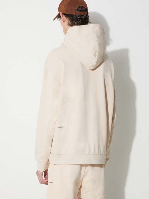 Pangaia bluza bawełniana kolor beżowy z kapturem z nadrukiem - zdjęcie produktu nr 2