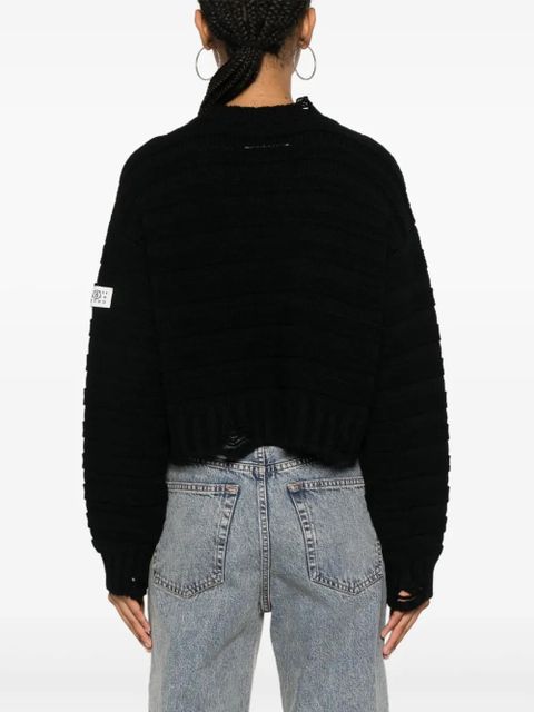 MM6 Maison Margiela distressed chunky-knit jumper - Black