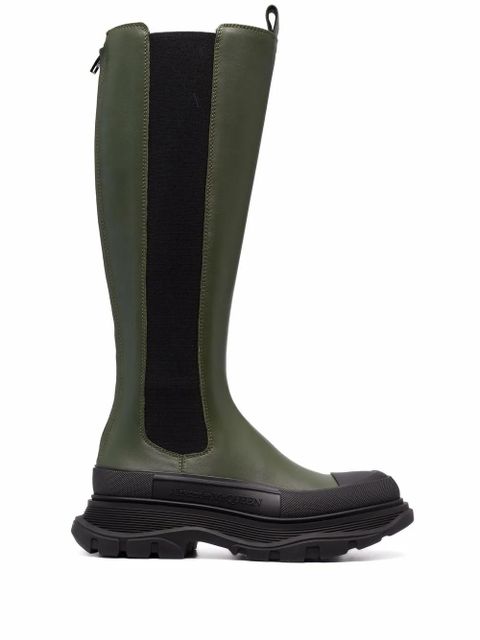 Alexander McQueen Tread Slick leather mid-calf boots - Green - zdjęcie produktu nr 1
