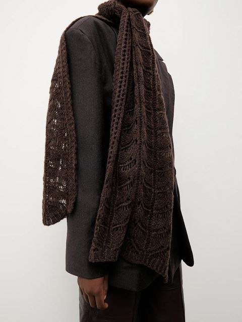 Answear.LAB szalik z wełną damski kolor brązowy gładki - zdjęcie produktu nr 1