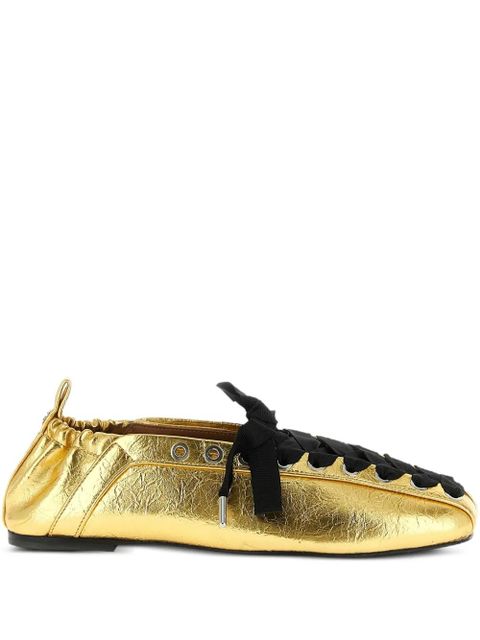 GANNI lace-up ballet flats - Gold - zdjęcie produktu nr 1