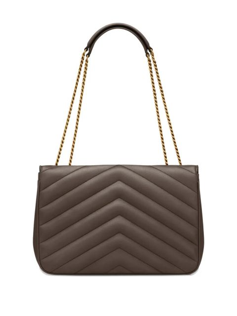 Saint Laurent Loulou large chevron chain shoulder bag - Grey