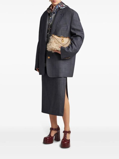 ETRO logo-engraved buttons oversized jacket - Grey