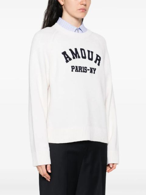 Maje Amour Paris-NY embroidered sweater - Neutrals