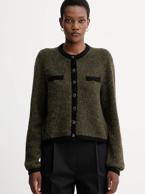 Gestuz kardigan wełniany damski kolor zielony lekki 10910459 - zdjęcie produktu nr 1