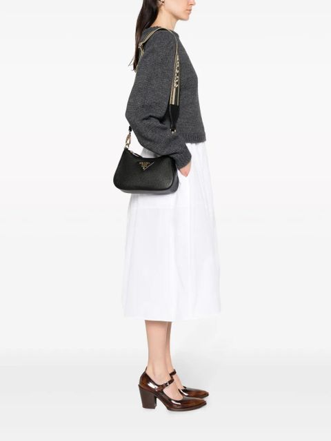 Prada enamel-triangle logo shoulder bag - Black - zdjęcie produktu nr 2