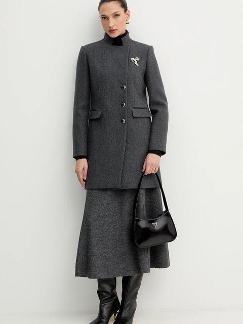 Morgan płaszcz z dodatkiem wełny kolor szary GBROCHE - zdjęcie produktu nr 2