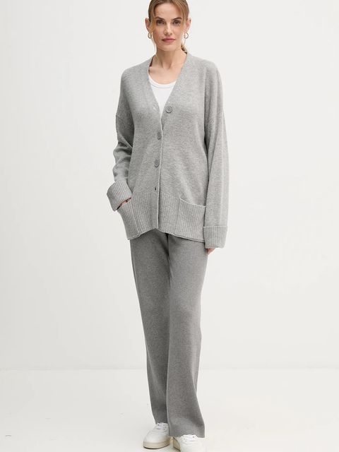 Joop! spodnie damskie kolor szary szerokie high waist 30048478 - zdjęcie produktu nr 2