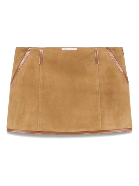 Miu Miu logo-patch mini skirt - Brown - zdjęcie produktu nr 1