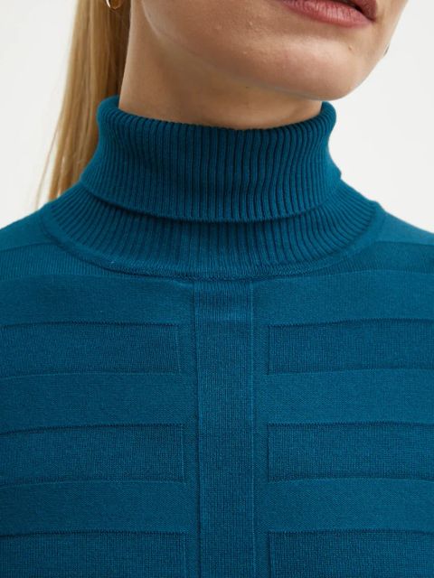 Morgan sweter MENTOS.M damski kolor turkusowy z golfem MENTOS.M