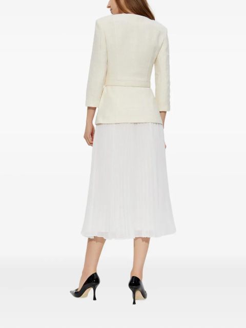 Self-Portrait embellished pleated midi dress - White