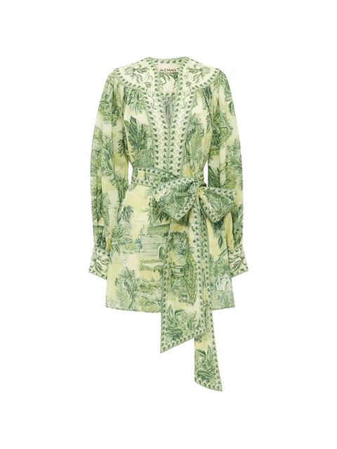 ALEMAIS Sara bow printed mini dress - Neutrals - zdjęcie produktu nr 1