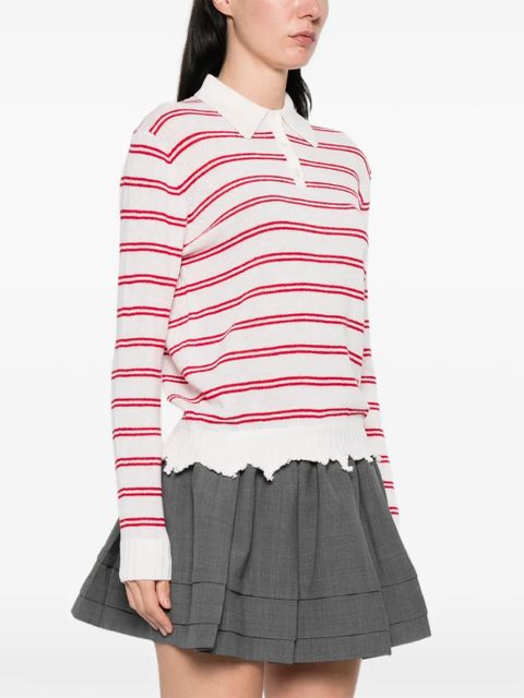 SHUSHU/TONG striped polo top - White