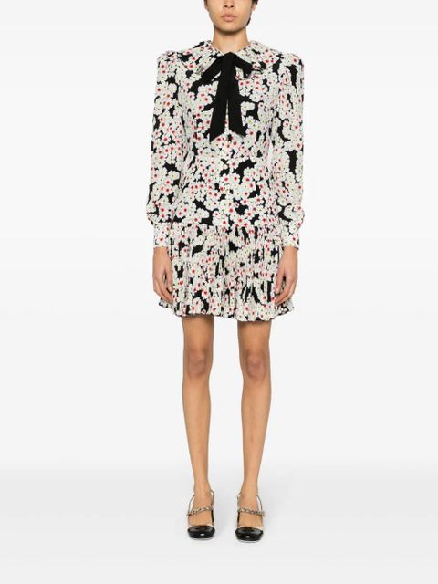 Alessandra Rich daisy-print silk dress - Black