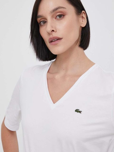 Lacoste t-shirt bawełniany damski kolor biały
