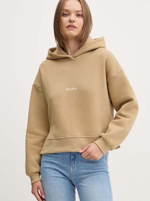 Sixth June bluza damska kolor beżowy z kapturem z aplikacją
