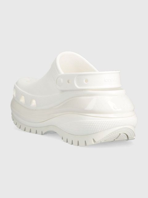 Crocs klapki Classic Mega Crush Clog damskie kolor biały na platformie 207988