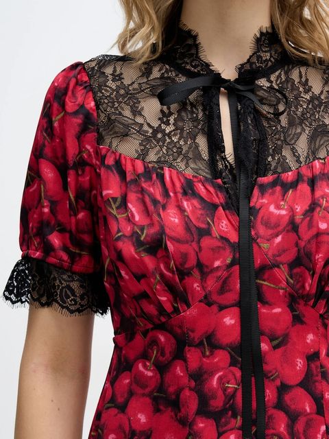 Never Fully Dressed sukienka Cherry Lyla kolor czerwony maxi prosta NFDDR3187