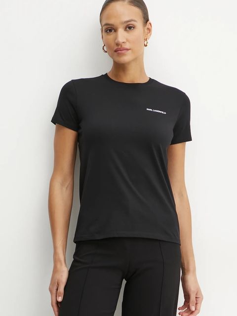 Karl Lagerfeld t-shirt bawełniany ESSENTIAL damski kolor czarny A1W17019