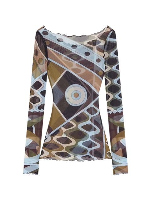 PUCCI Vivara-print tulle top - Brown - zdjęcie produktu nr 1