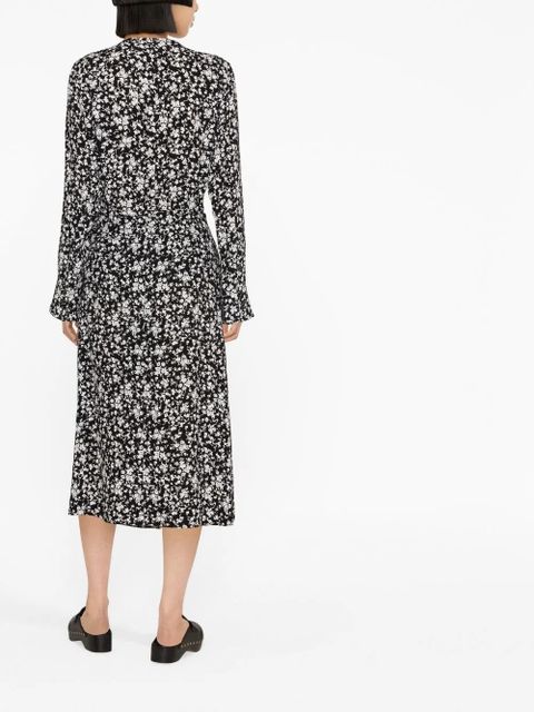 GANNI floral-print crepe blouse - Black